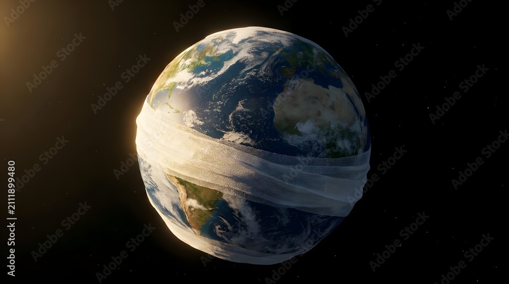 Fototapeta premium Earth globe wrapped in bandage concept for humanitarian aid