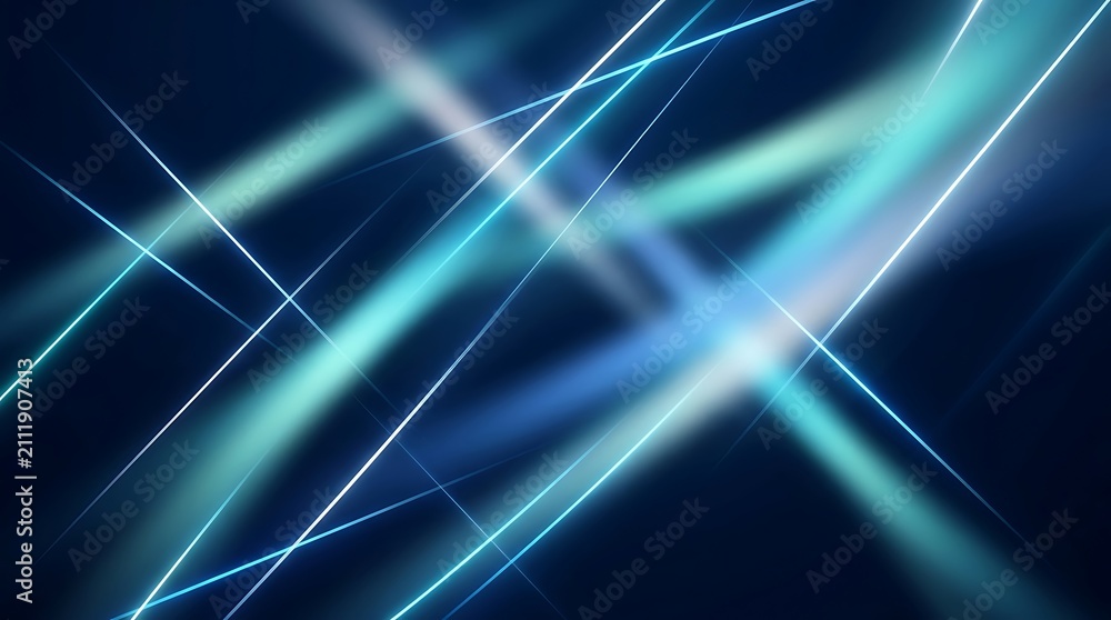 Fototapeta premium Dynamic glowing laser light beams creating futuristic abstract tech vector backdrop