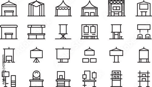 Konstfotografi Collection of various event stage and venue equipment icons isolated on transpar