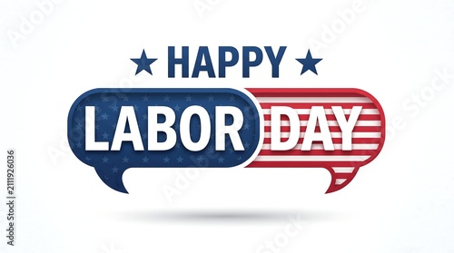 Happy labor day greeting card with american flag design