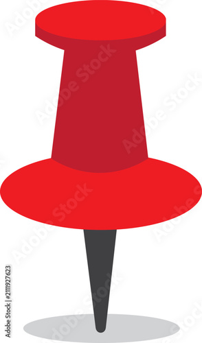 Red Pushpin Thumbtack Icon Vector