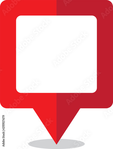 Red Square Location Pin Marker Icon