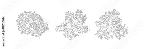 Fotografía Minimalist architectural tree symbols, set of 3 top view landscape plan icons, b
