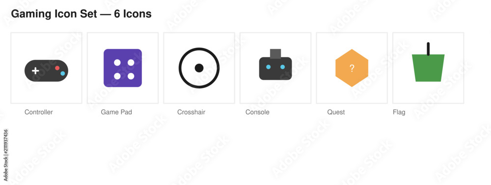 Naklejka premium Gaming icon set controller gamepad crosshair vector pack