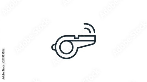Photography Simple Line Art Icon of a Whistle Emitting Sound Waves.