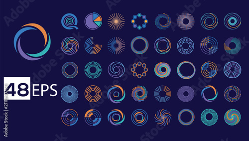 Abstract Circular Swirl and Orbit Logo Collection Vector Set