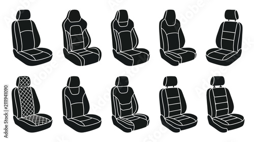 Car seat silhouettes on a white background vector illustration