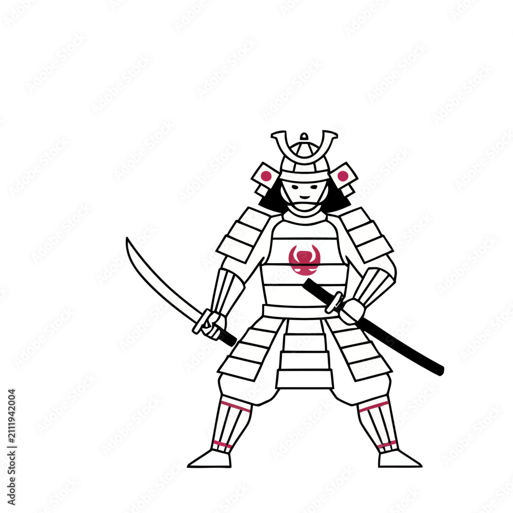 Obraz premium Samurai warrior with swords