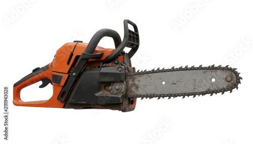 Orange Chainsaw Isolated Transparent Background