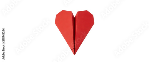 Red Paper Heart Isolated Transparent Background