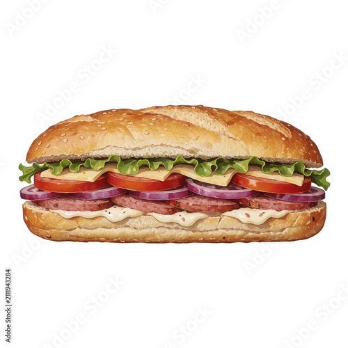 Sandwich with Lettuce Tomato Onion Transparent Background