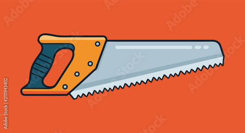 фотографія Hand saw with a serrated steel blade and ergonomic handle