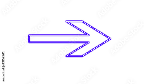 Neon purple arrow sign isolated on transparent background