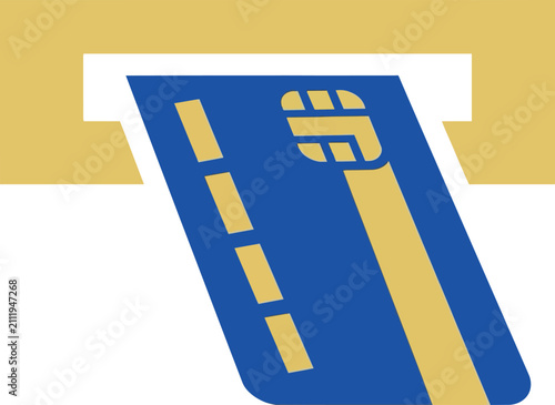 Fotografie Vector Icon of Credit Card Being Inserted into ATM Machine Slot