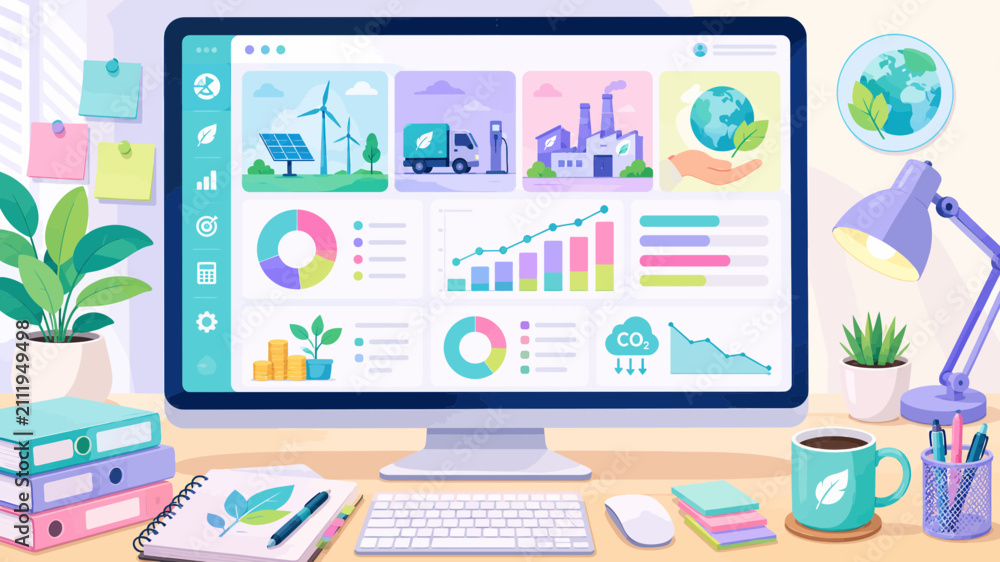 Fototapeta premium ESG Sustainability Analytics Dashboard for Carbon Reduction