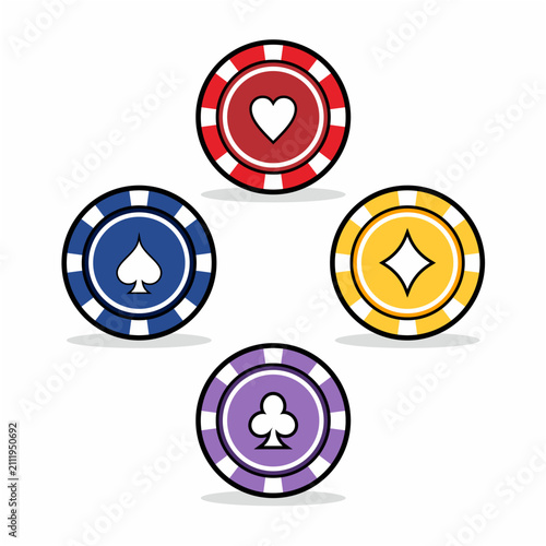 Poker chips flat icon vector