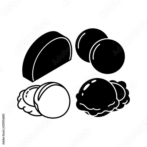 Abstract sphere and dome icons.