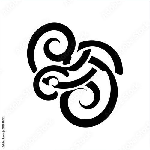Abstract black spiral swirl pattern or tribal motif.