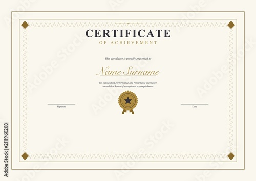 Canvastavla Certificate of achievement template classic gold border award diploma blank edit