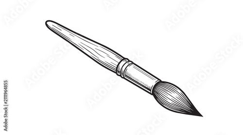 Vintage Hand Drawn Paintbrush Illustration Featuring Detailed Cross Hatching Texture and Outline Style Isolated on White Background for Fine Art Creativity Concepts and Graphic Design Project Elements