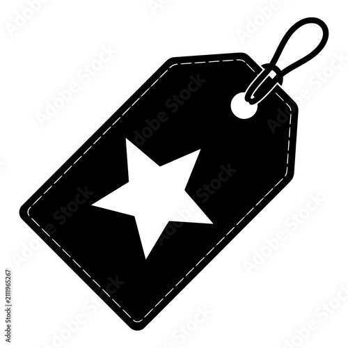 Price tag with star. black label for products with special quality mark.
