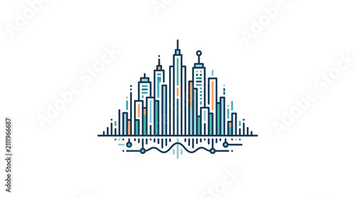 Obraz na plátně Modern Cityscape Illustration with Abstract Geometric Elements.