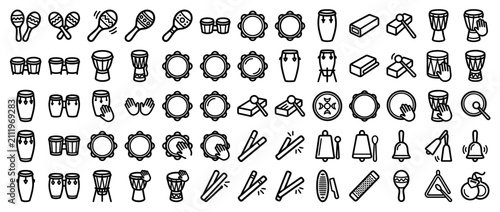 Foto Hand-drawn percussion instrument icons collection