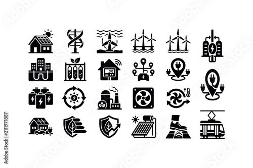 Set of flat design office icons and business symbols. Vector collection of workplace tools, communication, and productivity elements.