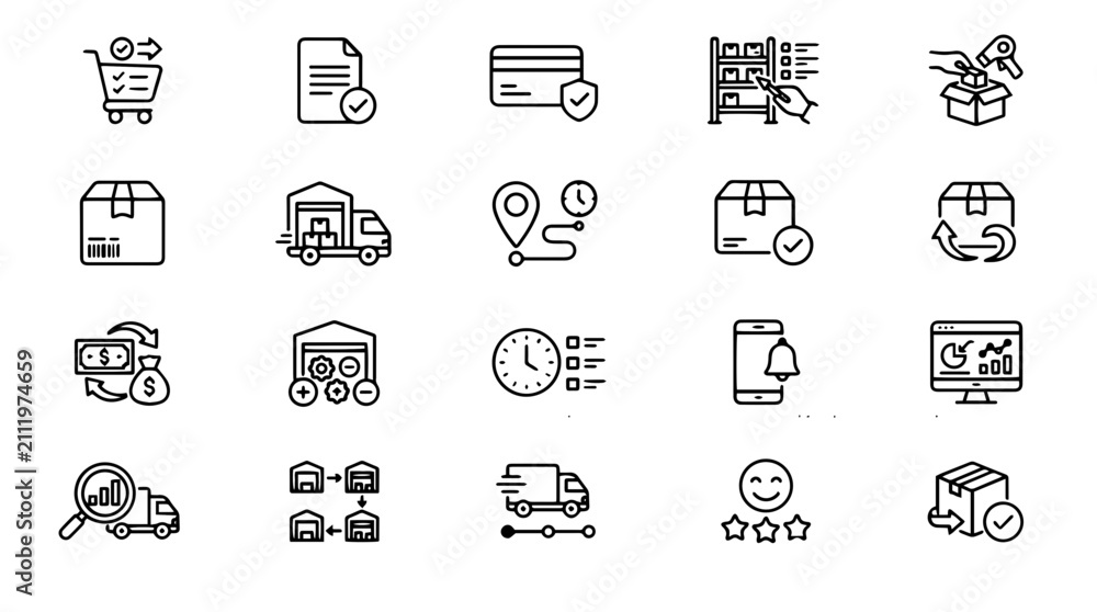 Fototapeta premium Logistics and supply chain management icons with logistics delivery shipping