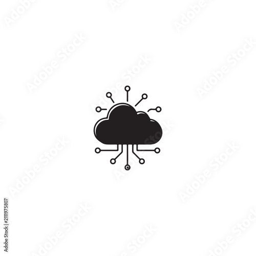 Cloud computing network connection icon with computing technology internet connectivity communication infrastructure abstract illustration information software transfer database interface