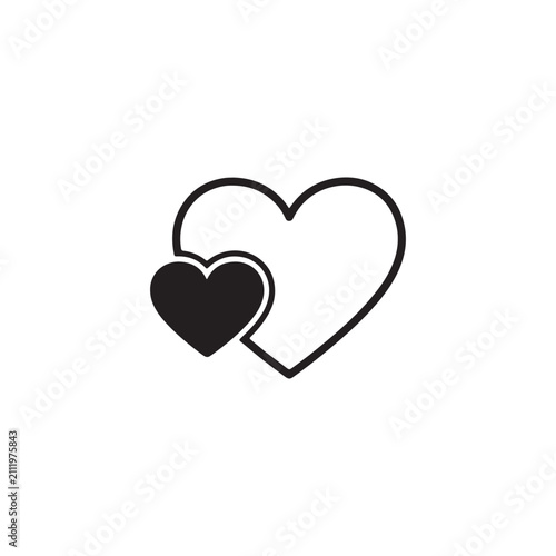 Minimalist double heart symbol icon with valentines relationship affection together minimalist illustration isolated anniversary symbolism heartbeat devotion kindness decorative romantic
