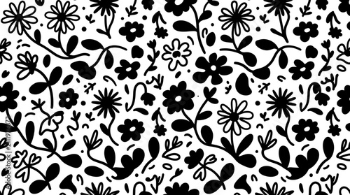 Black and white floral pattern design.