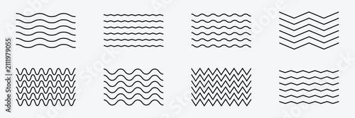 Bild auf Leinwand Wave line and wavy zigzag pattern lines