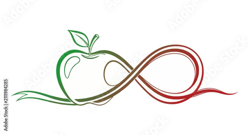 Foto Infinity Apple Symbol: Healthy Lifestyle, Endless Nutrition, Organic Food Concep