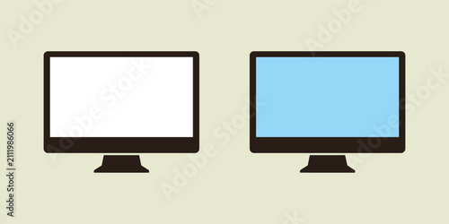 Minimal Desktop Computer Monitor Display Icon Vector Set