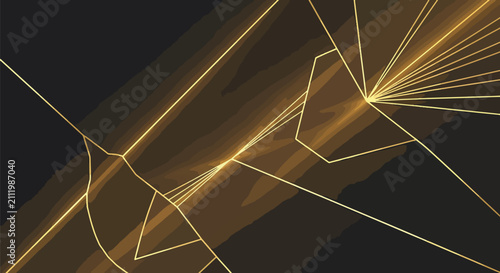 Tableau sur toile Golden spider web glistening with morning dew drops.
