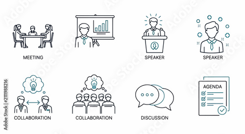 Foto Business professionals collaborating in team meeting discussion.
