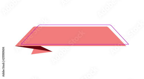 Pink Ribbon Label Banner Icon with Geometric Shape and Decorative Promotional Design