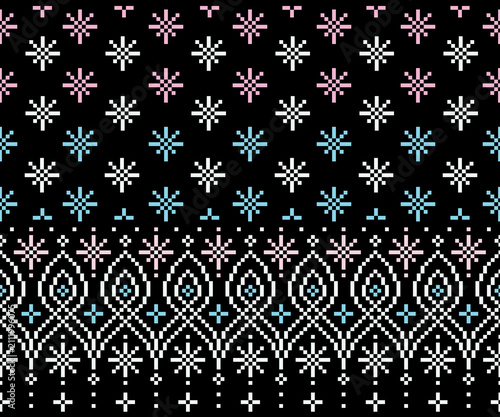 A seamless, multicolored geometric pattern designed for backgrounds, decoration, fabrics, and clothing.
