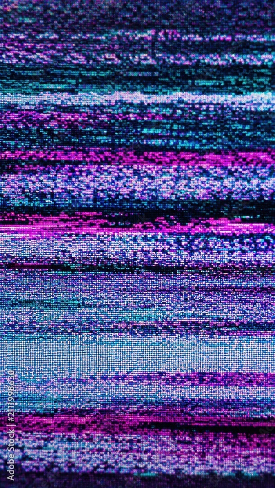 Obraz premium Abstract Digital Glitch Art Background with Horizontal Lines and Vibrant Colors.