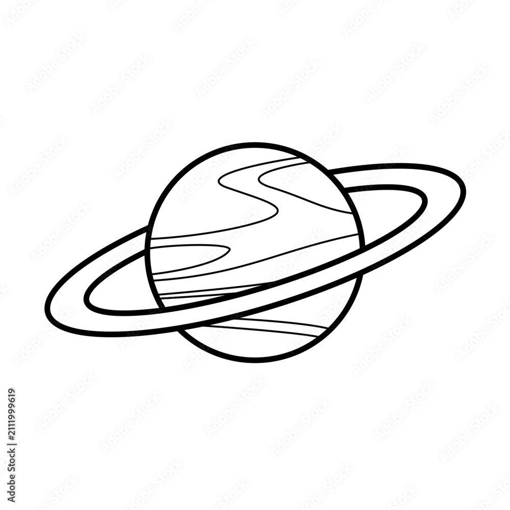 Fototapeta premium Uranus Outline Vector for Coloring Book, Black and White Space Line Art