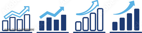Foto Rising bar chart icon showing business growth and positive trend