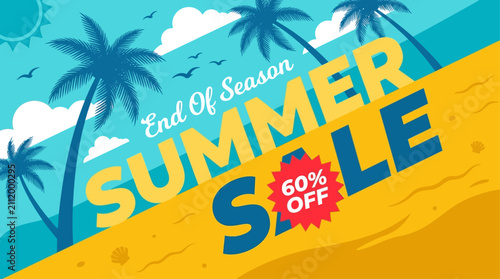 Schilderij op canvas Vibrant digital promotion banner for an end-of-season summer clearance, optimize