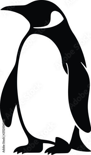 Tableau sur toile Penguin silhouette vector, black emperor penguin icon, arctic animal graphic