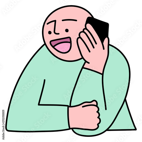 Konstfotografi Man talking png on phone, character doodle on transparent background