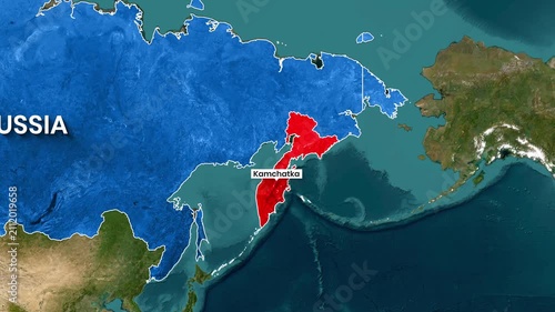 Russia Country Map Animation Showing Highlighted Kamchatka Region