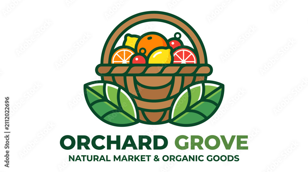 Fototapeta premium Orchard Grove Natural Market and Organic Goods Logo Design.