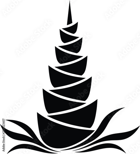 Bild auf Leinwand Minimalist black and white vector illustration of a bamboo shoot