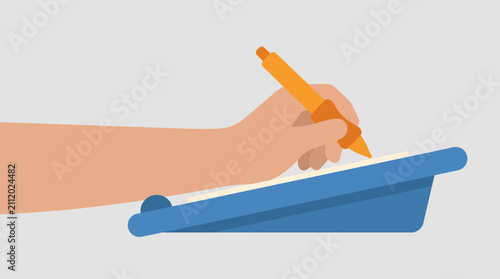 Obraz na plátně Ergonomic Pen Writing Slant Board Wrist Posture