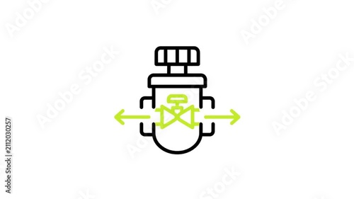 Pressure valve bidirectional flow arrows for ustrial fluid control system animation clip.